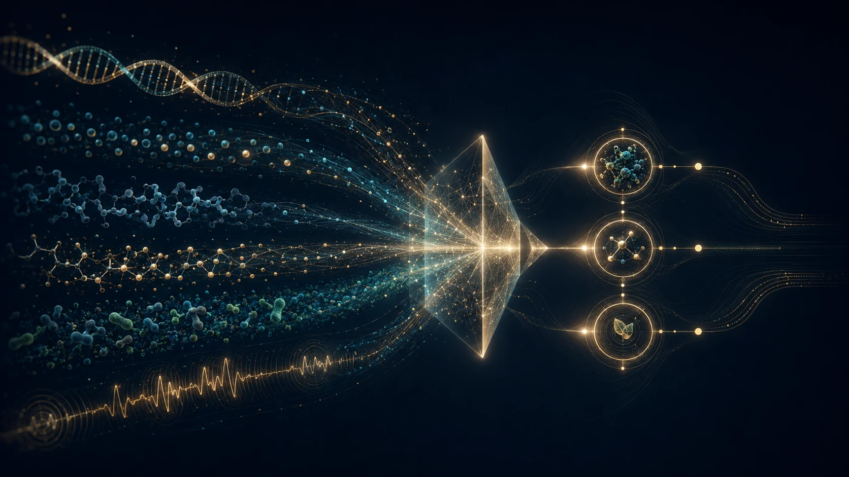 Omics data streams passing through an analytical prism and emerging as prioritized intervention steps