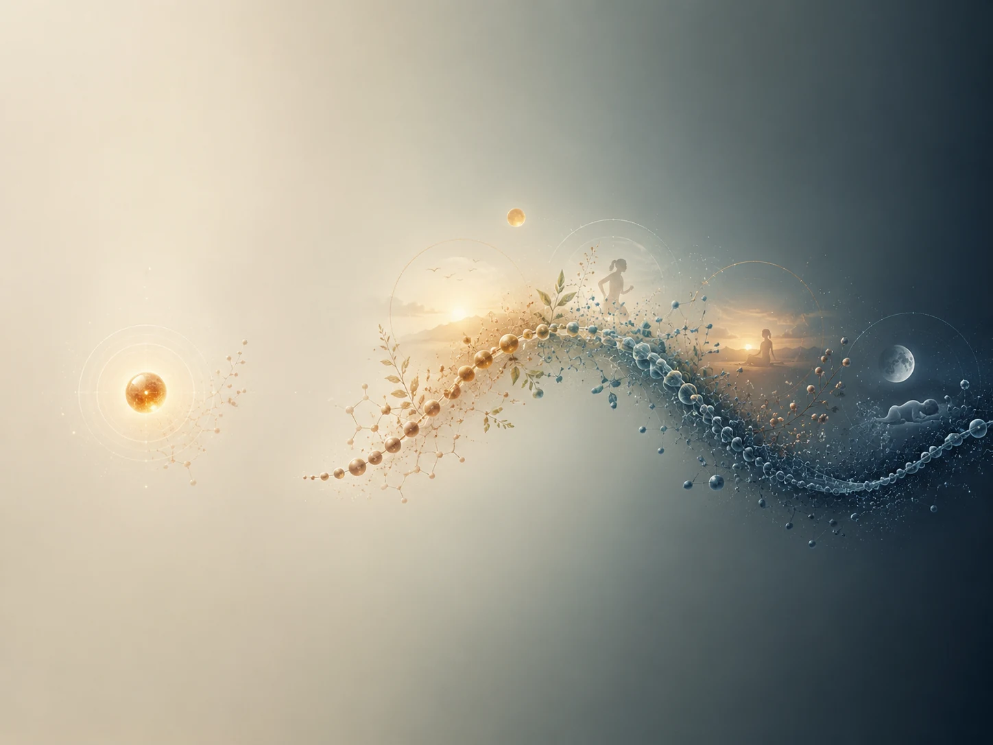 Abstract day-night curve made of molecular particles