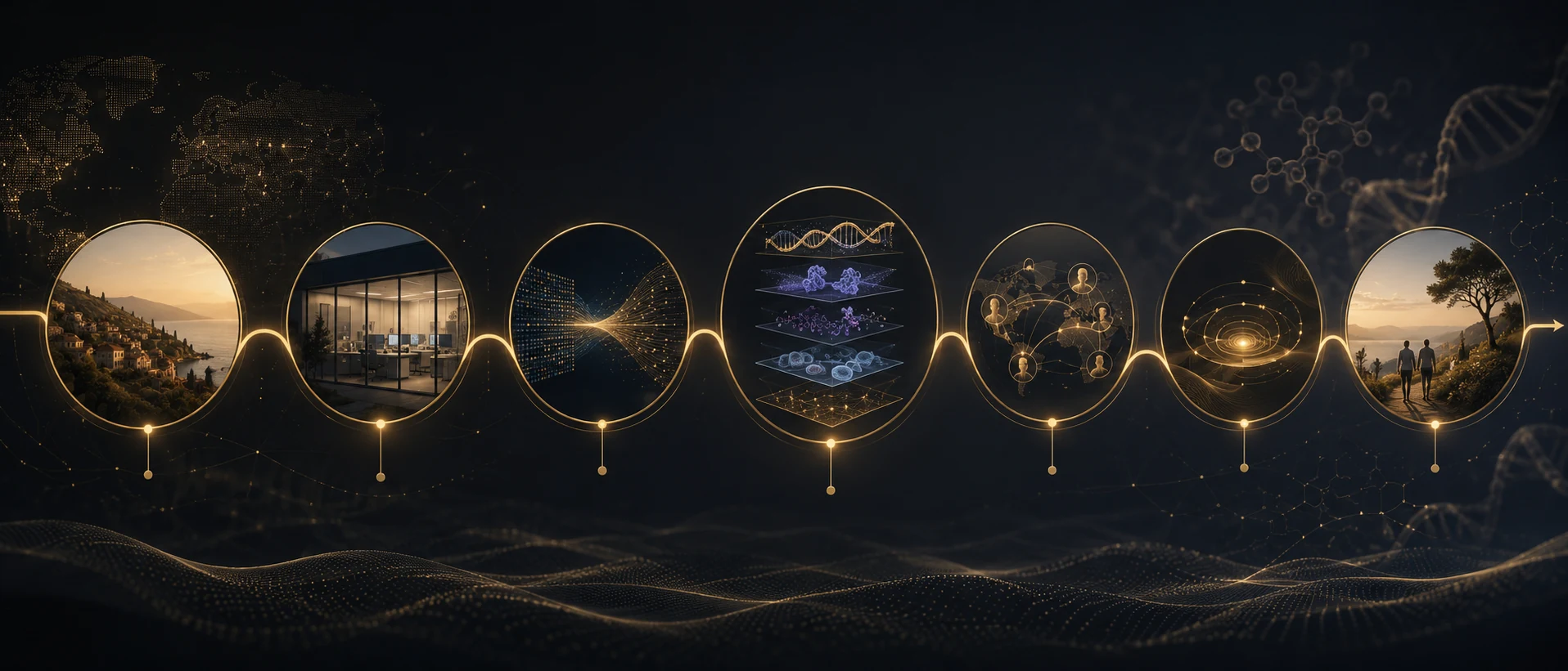 Public proof timeline connecting science, company building, media, and region